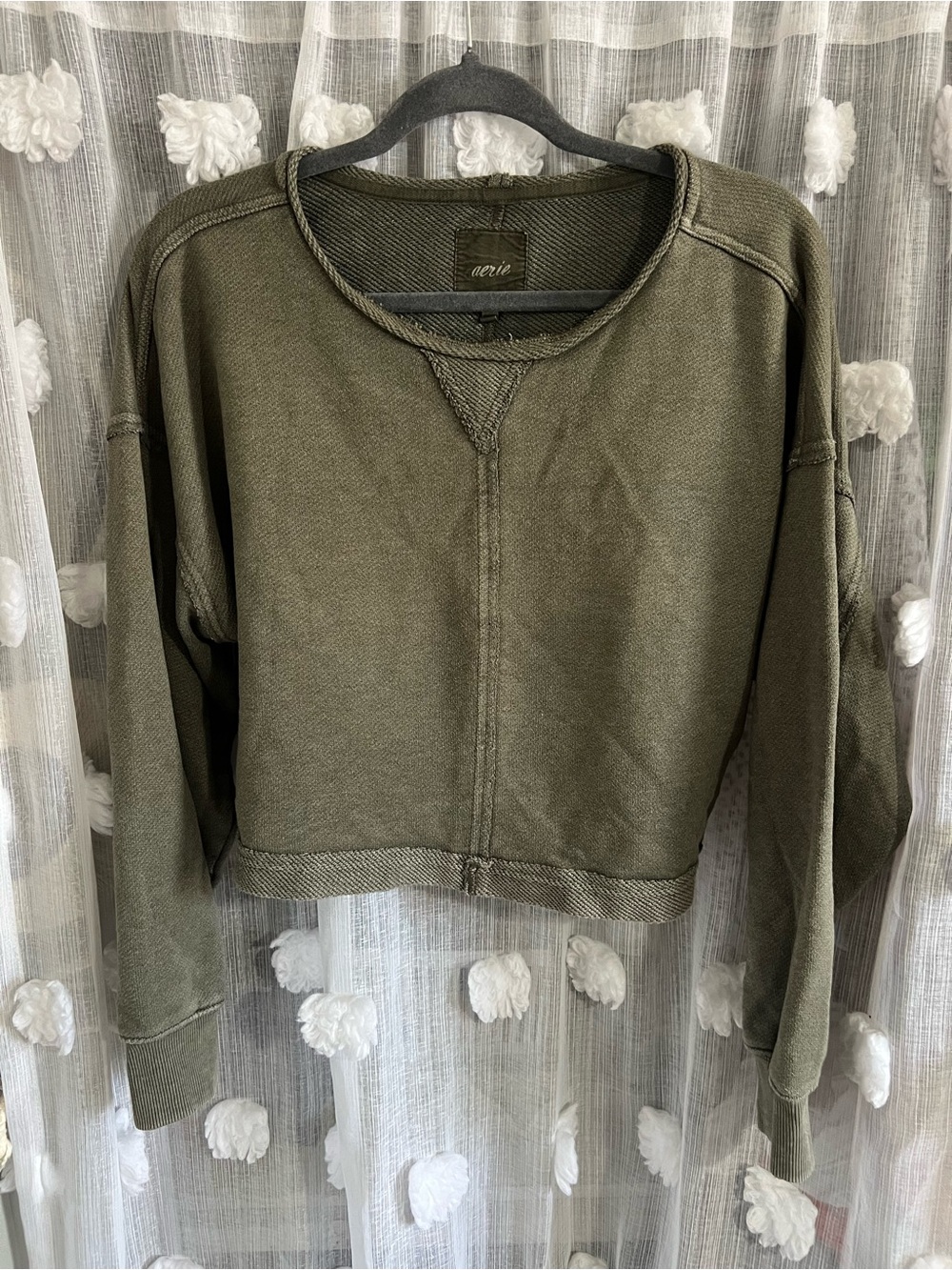 aerie cropped Olive Green Pullover Sweatshirt
